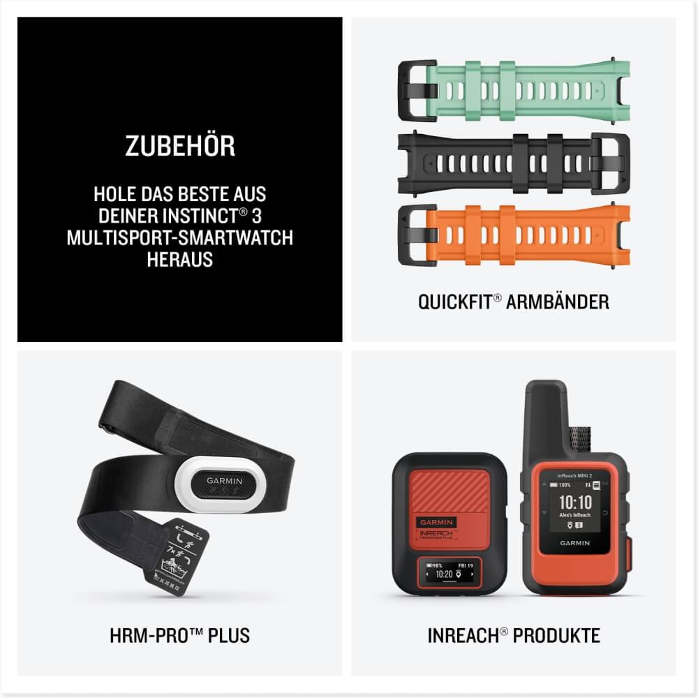 Garmin Instinct 3 SOLAR 45 mm Schwarz 22mm Silikonarmband Schwarz bei CardioZone günstig online kaufen