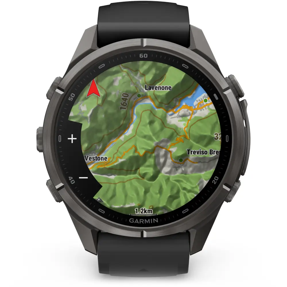 Garmin fenix 9 Pro inReach 43 mm Carbongrau DLC Titan Schwarz/Kieselgrau