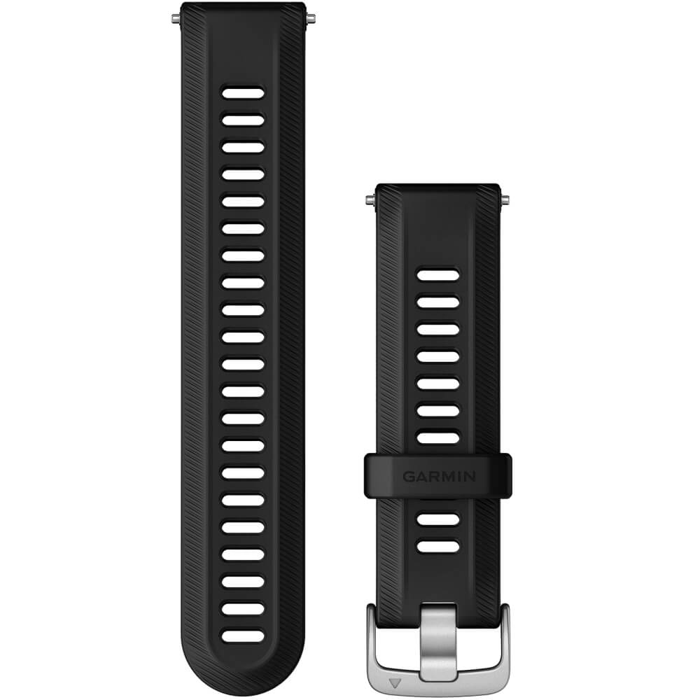 Garmin Forerunner 955 Silikon Wechselarmband 22mm Schwarz/ Schnalle Silber bei CardioZone online kaufen