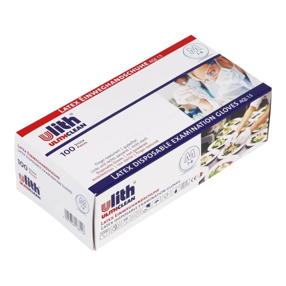 Ulith Latex Einmalhandschuhe puderfrei 100 St. Gr. M bei CardioZone online kaufen