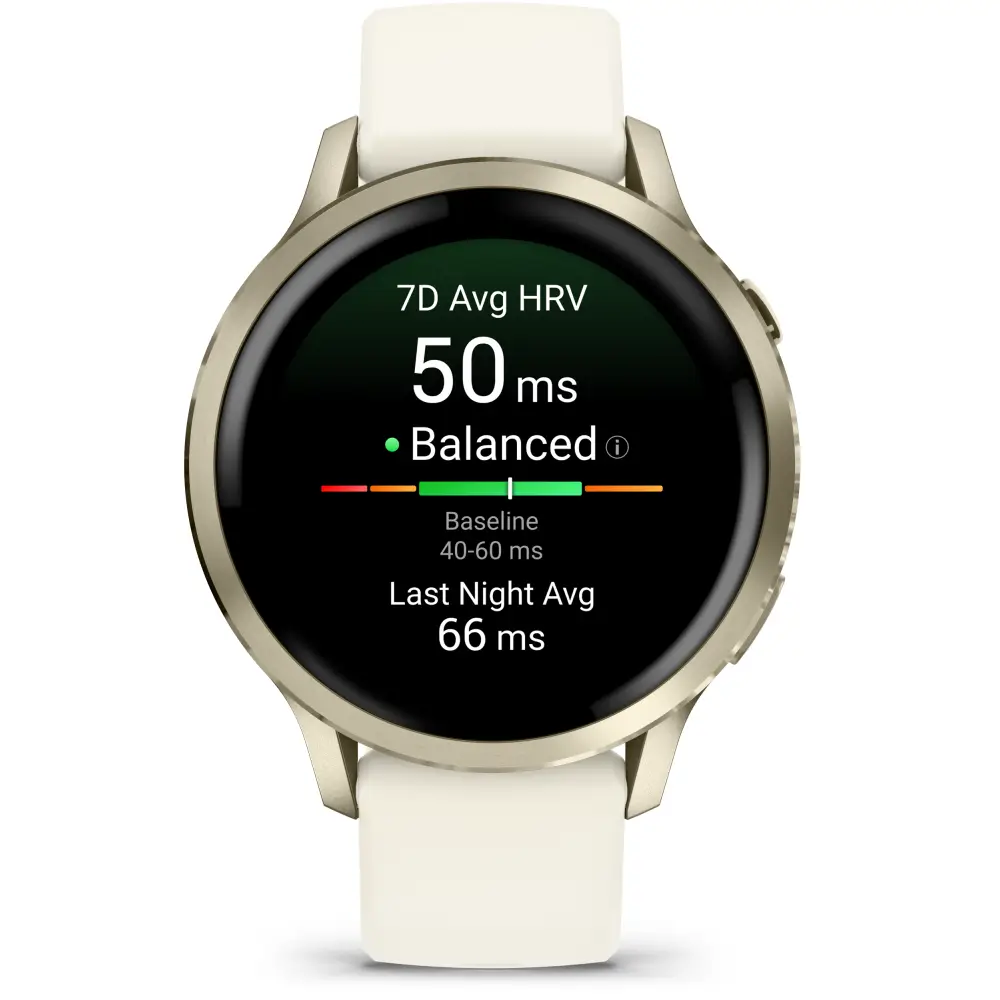 Garmin Venu 4 - 41mm Beige-Lunargold Schnellwechsel-Silikonarmband 18mm Bone
