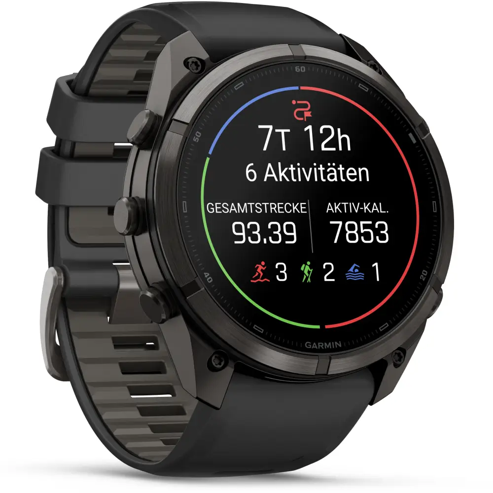 Garmin fenix 9 Pro inReach 51 mm Carbongrau DLC Titan Schwarz/Kieselgrau