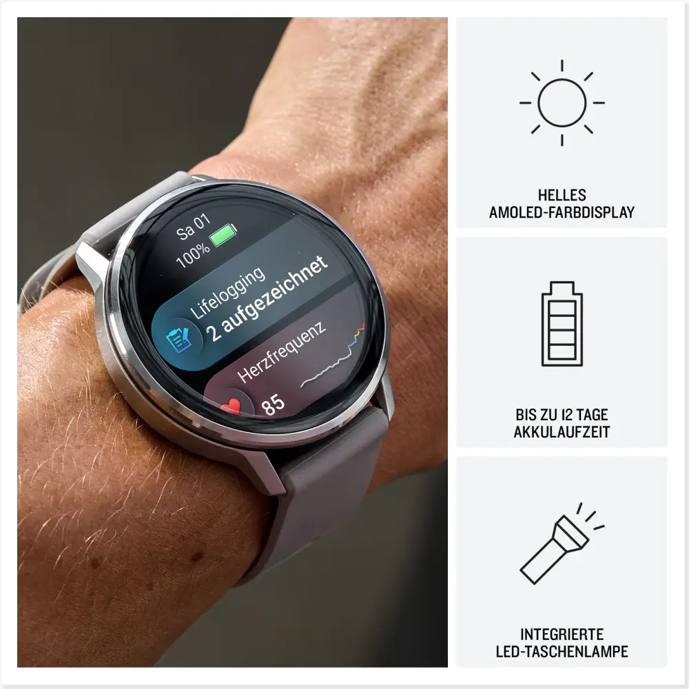 Garmin Venu 4 - 45mm Schwarz-Schiefergrau Schnellwechsel-Silikonarmband 22mm