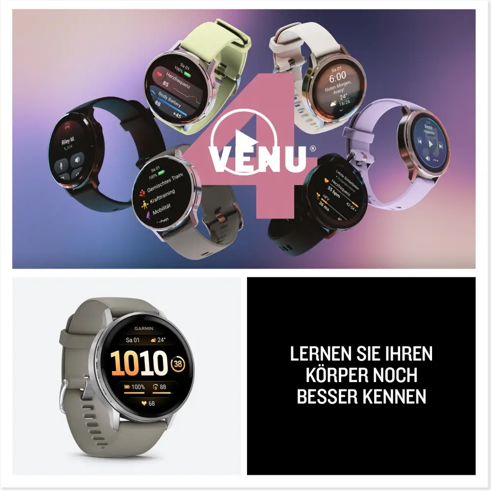 Garmin Venu 4 - 45mm Schwarz-Schiefergrau Schnellwechsel-Silikonarmband 22mm