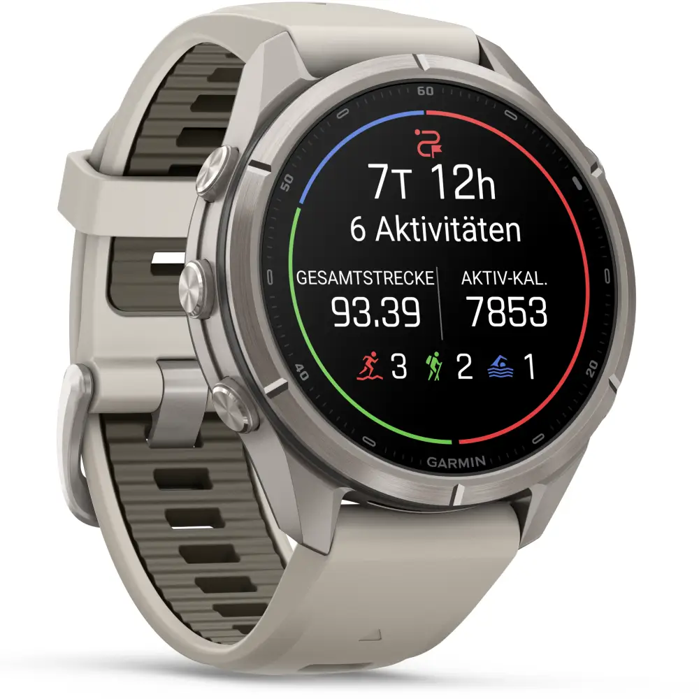 Garmin fenix 9 Pro inReach 43 mm Titan Nebelgrau/Dunkler Sandstein
