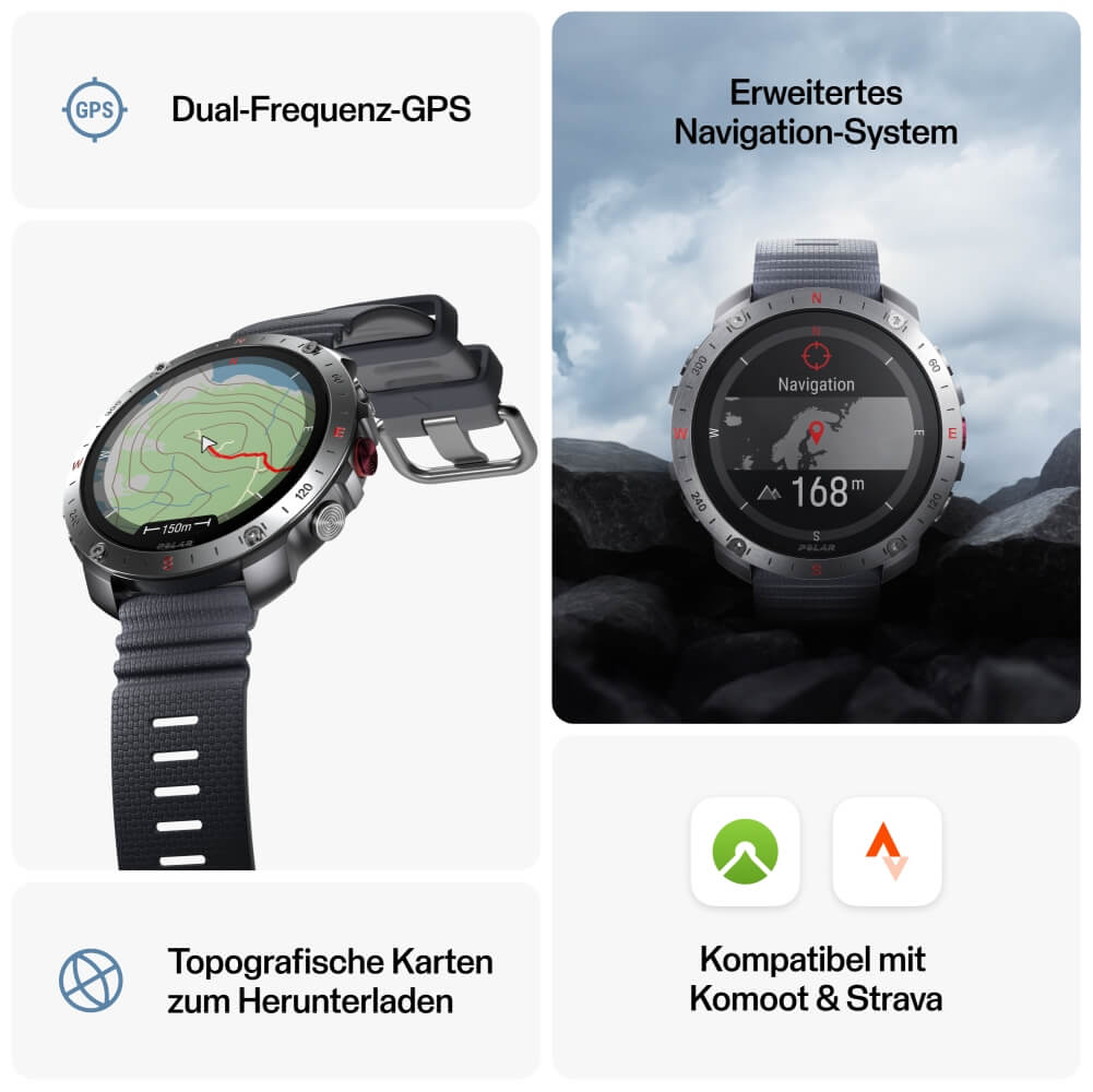 POLAR Grit X2 Pro Outdoor Multisportuhr Silber-Grau S-L bei CardioZone günstig online kaufen