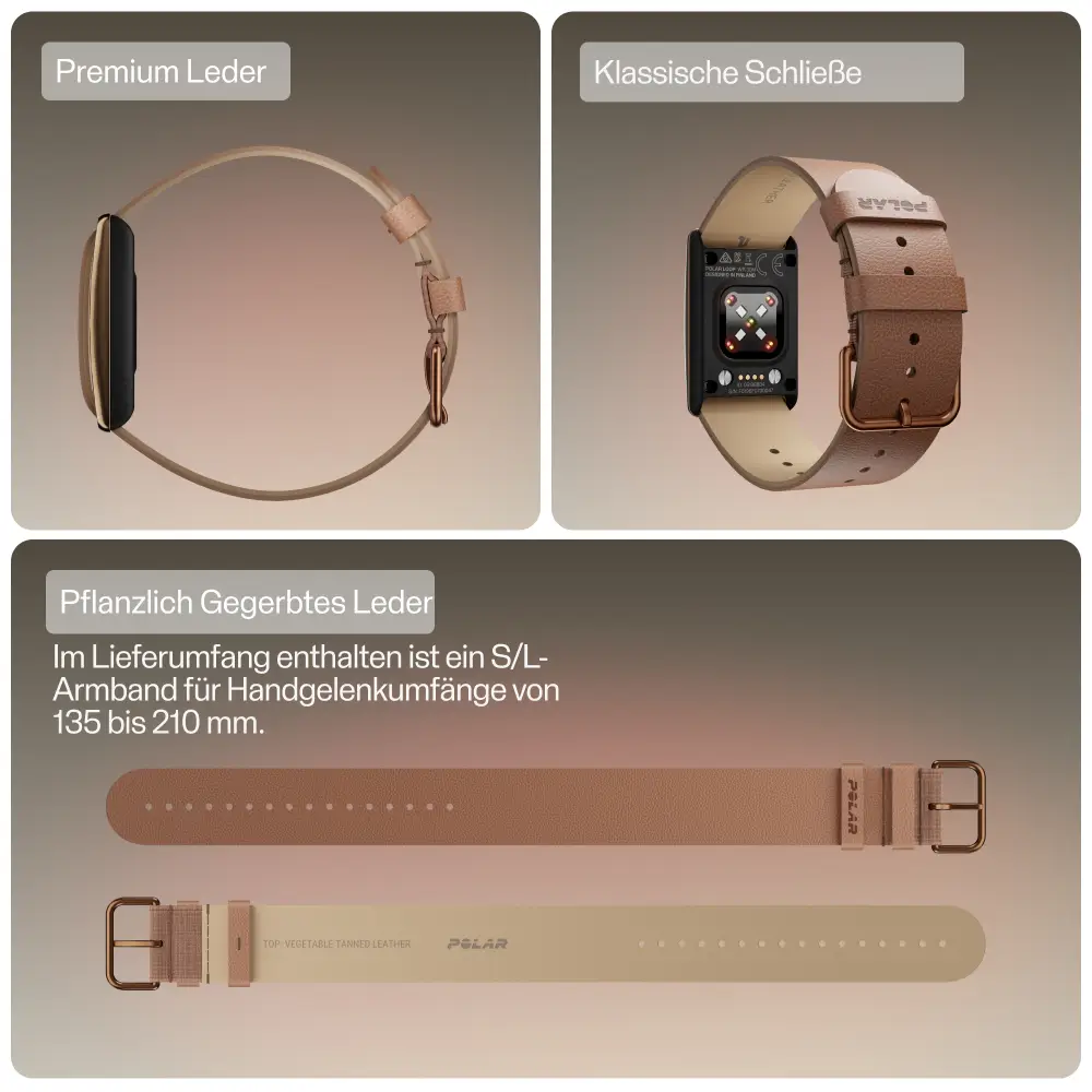 POLAR Loop Lederarmband Braun S-L