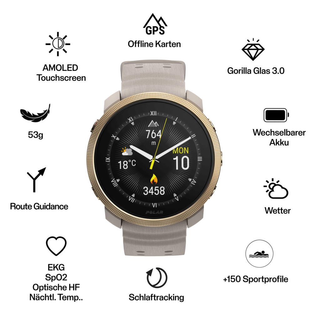 POLAR Vantage M3 Greige Gold Multisport Uhr Gr. S-L bei CardioZone günstig online kaufen