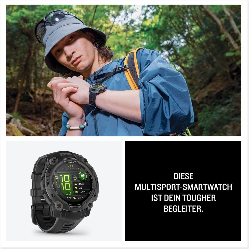 Garmin Instinct 3 AMOLED 50 mm Schwarz 26mm Silikonarmband Schwarz bei CardioZone günstig online kaufen