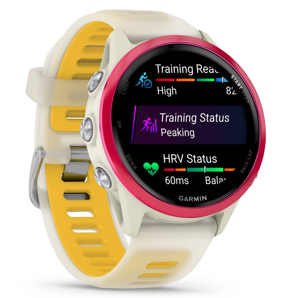 Garmin Forerunner 570 42 mm Bone/Himbeerrot Aluminium Schnellwechsel-Silikon-Armband 20mm bei CardioZone günstig online kaufen