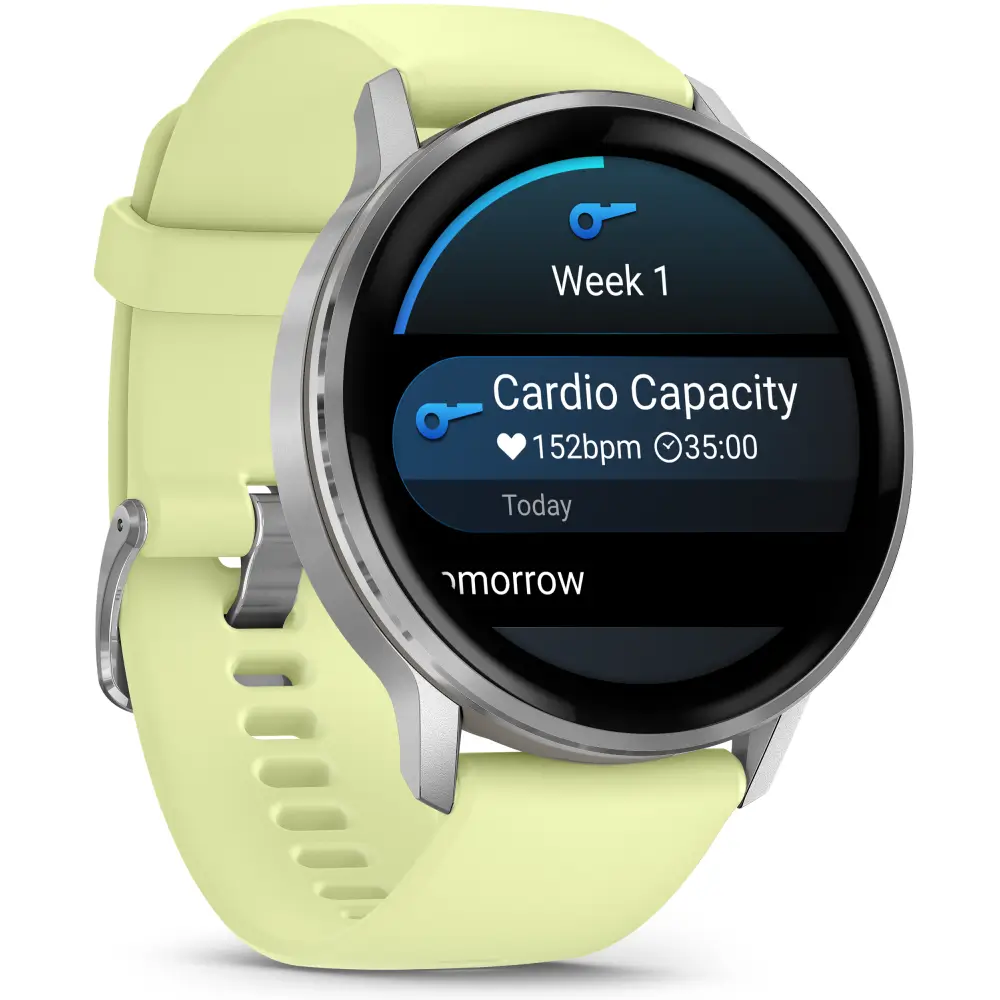 Garmin Venu 4 - 45mm Grau-Silber Schnellwechsel-Silikonarmband 22mm Zitrone