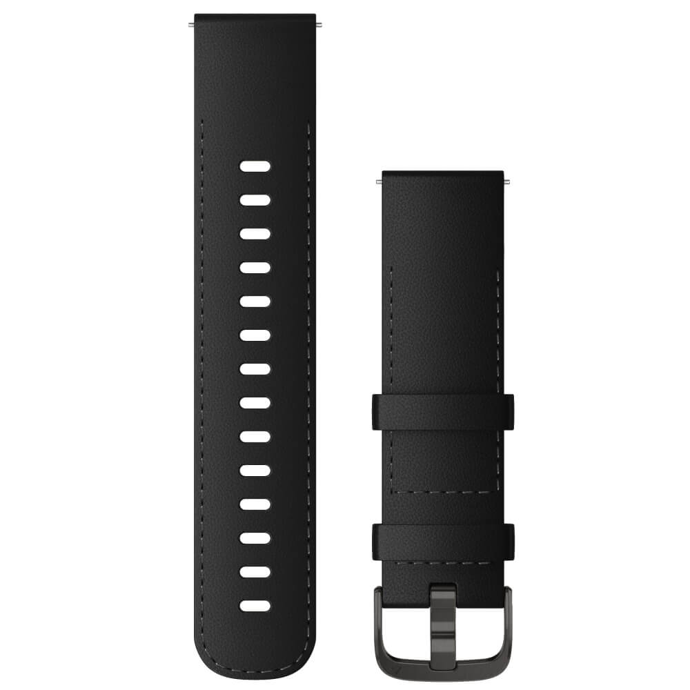 Garmin Schnellwechsel-Armband 22mm Leder Schwarz/Schiefergrau