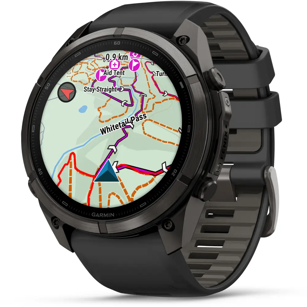 Garmin fenix 9 Pro inReach 51 mm Carbongrau DLC Titan Schwarz/Kieselgrau