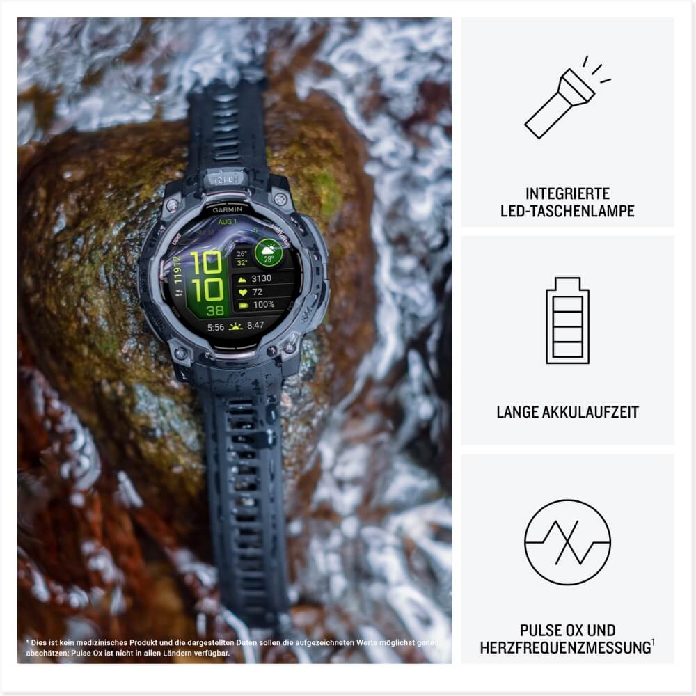 Garmin Instinct 3 AMOLED 50 mm Schwarz 26mm Silikonarmband Schwarz bei CardioZone günstig online kaufen