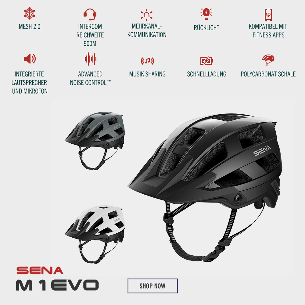 Sena M1 EVO Fahrradhelm mit Mesh Intercom Matt-Schwarz bei CardioZone entdecken und günstig online kaufen