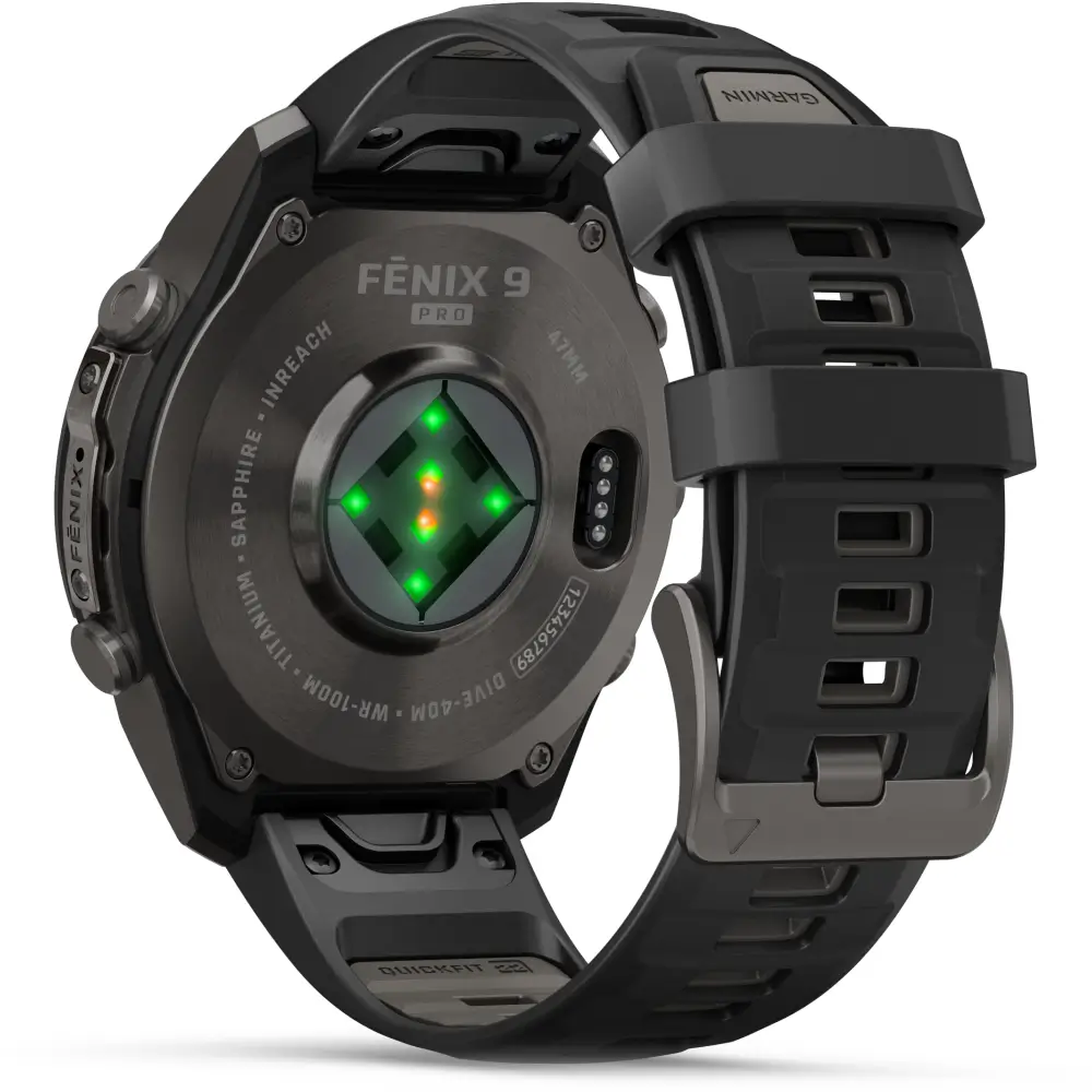 Garmin fenix 9 Pro inReach 47 mm Carbongrau DLC Titan Schwarz/Kieselgrau