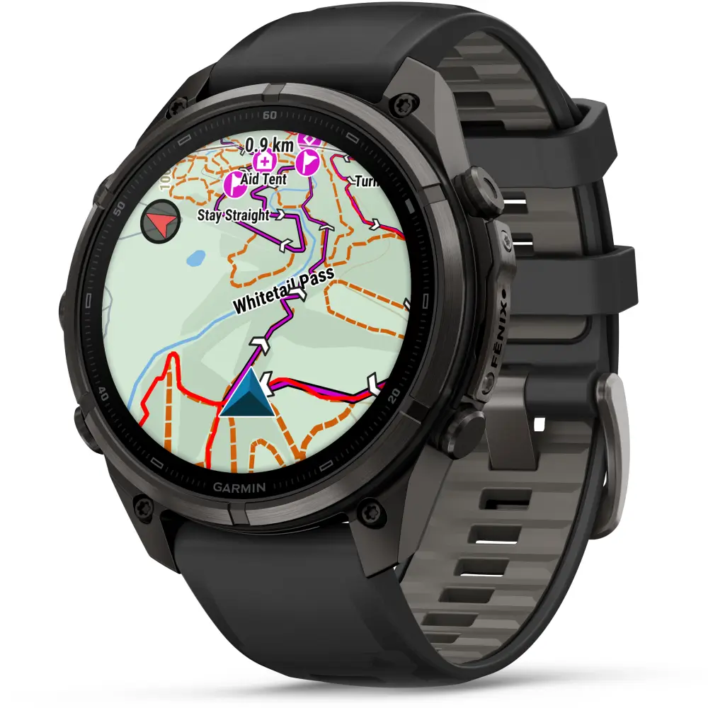 Garmin fenix 9 Pro inReach 47 mm Carbongrau DLC Titan Schwarz/Kieselgrau