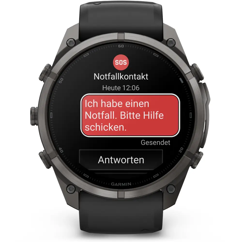 Garmin fenix 9 Pro inReach 51 mm Carbongrau DLC Titan Schwarz/Kieselgrau