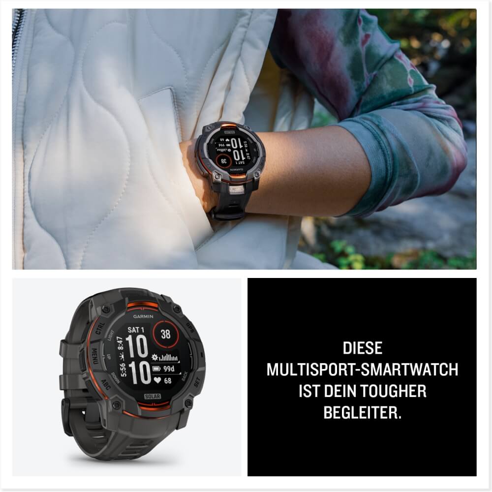 Garmin Instinct 3 SOLAR 45 mm Schwarz 22mm Silikonarmband Schwarz bei CardioZone günstig online kaufen