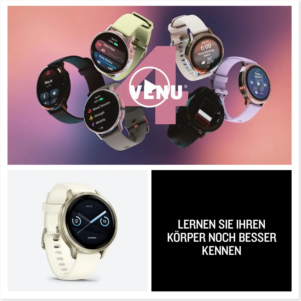 Garmin Venu 4 - 41mm Beige-Lunargold Schnellwechsel-Silikonarmband 18mm Bone