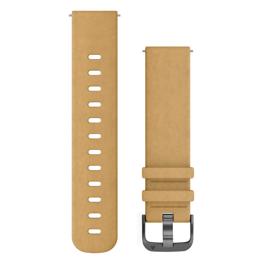 Garmin Schnell-Wechsel 20mm Leder-Armband Velourleder Hellbraun / Schnalle Schiefergrau bei CardioZone günstig online kaufen