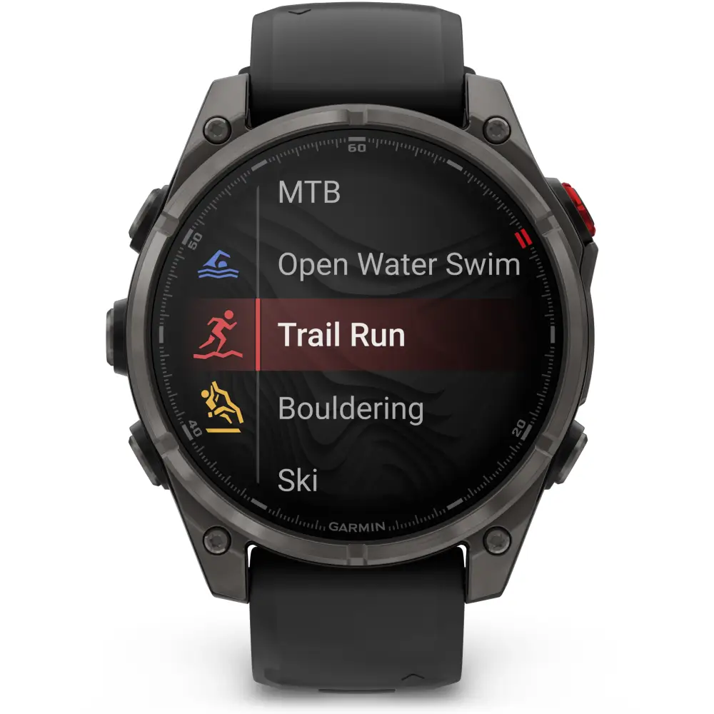 Garmin fenix Pro 8 47mm AMOLED Sapphire Schwarz/Carbongrau Titan DLC 22mm Silikonarmband