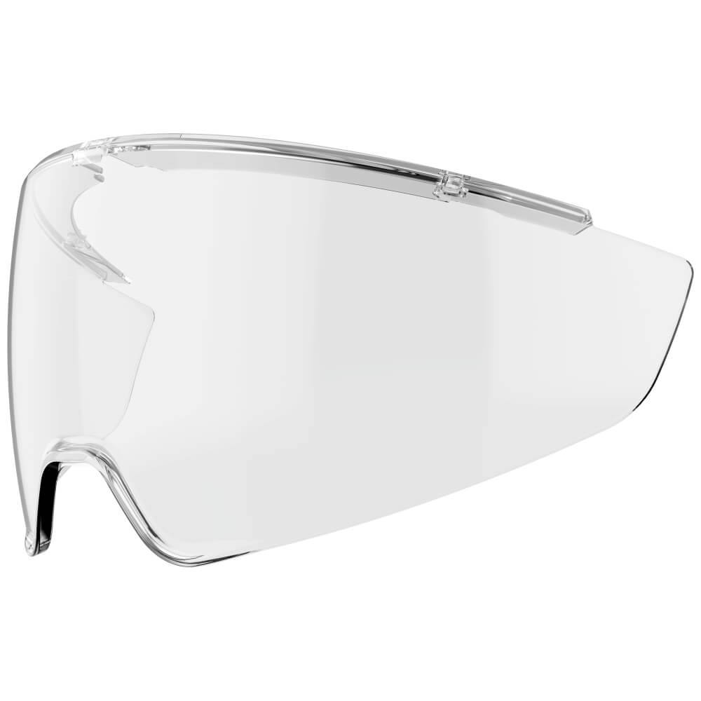 Klares, transparentes Sena Schutzvisier in Einheitsgröße (One Size) für den U1 Smart-Helm vor weißem Hintergrund. Klares, transparentes Sena Schutzvisier in Einheitsgröße (One Size) für den U1 Smart-Helm vor weißem Hintergrund.