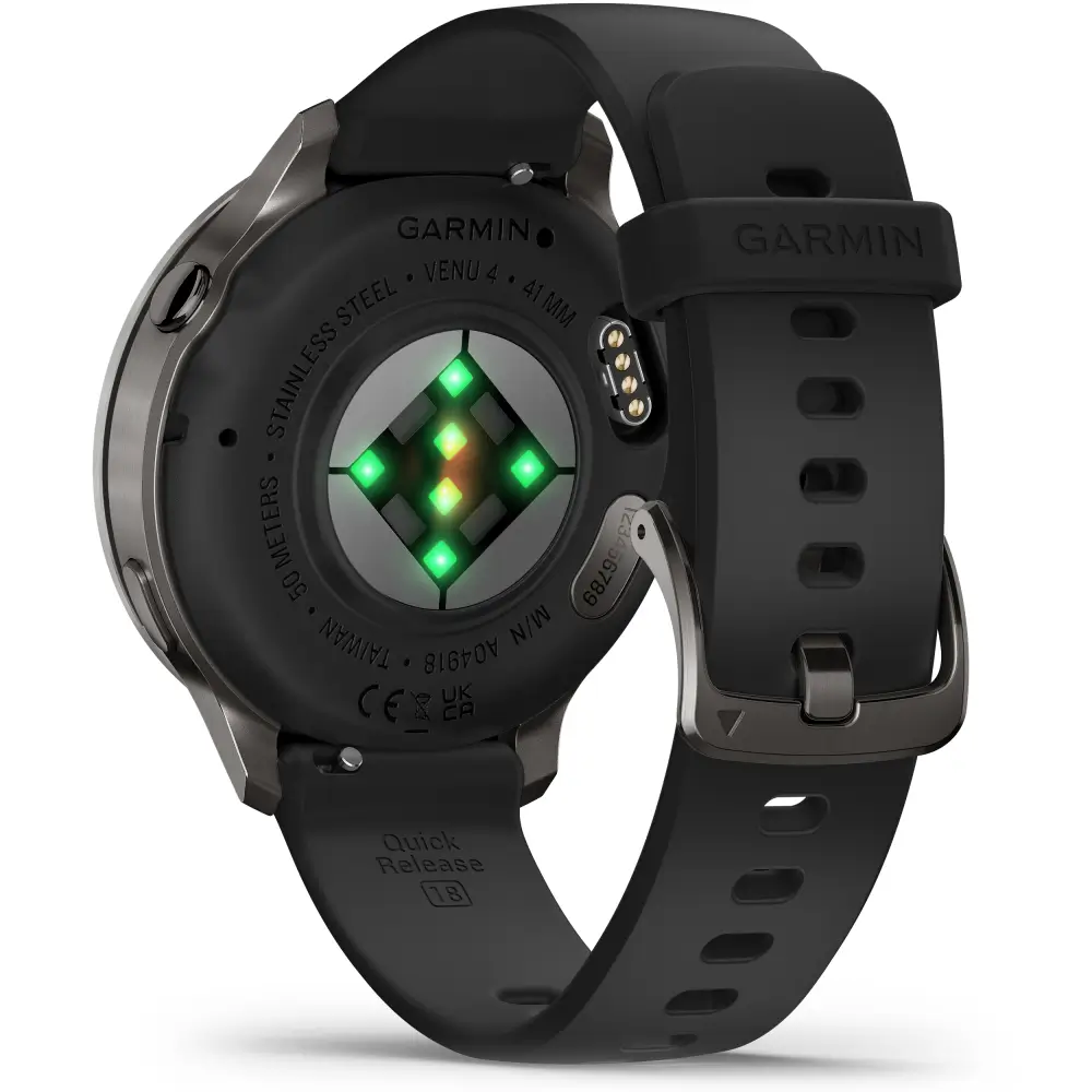 Garmin Venu 4 - 41mm Schwarz-Schiefergrau Schnellwechsel-Silikonarmband 18mm