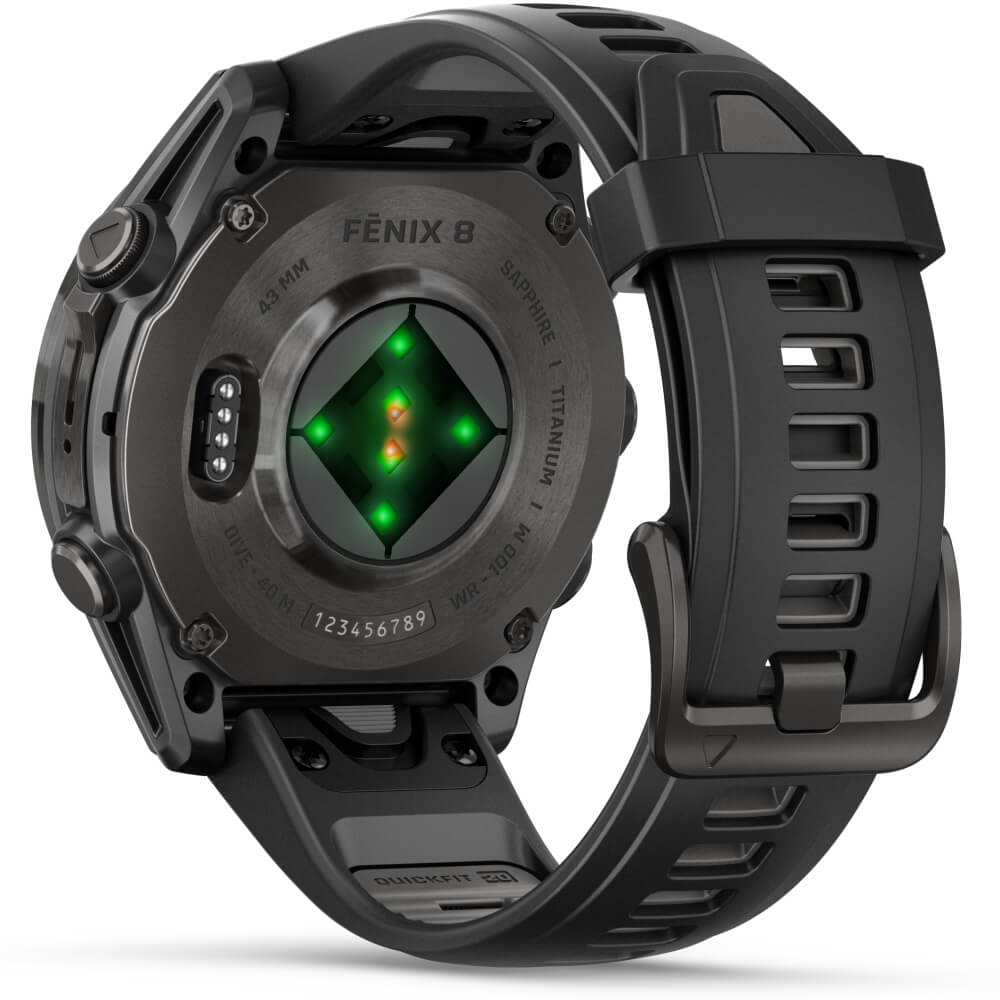 Garmin fenix 8 43 mm AMOLED Sapphire Schwarz/Carbongrau Titan Multisport-Smartwatch bei CardioZone günstig online kaufen