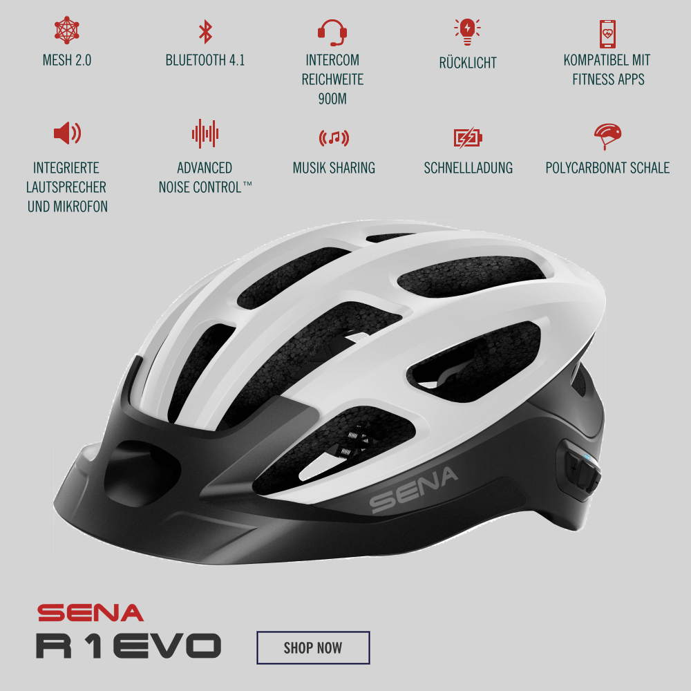 Sena R1 Evo Fahrradhelm mit Mesh Intercom Matte White/Weiss bei CardioZone günstig online kaufen