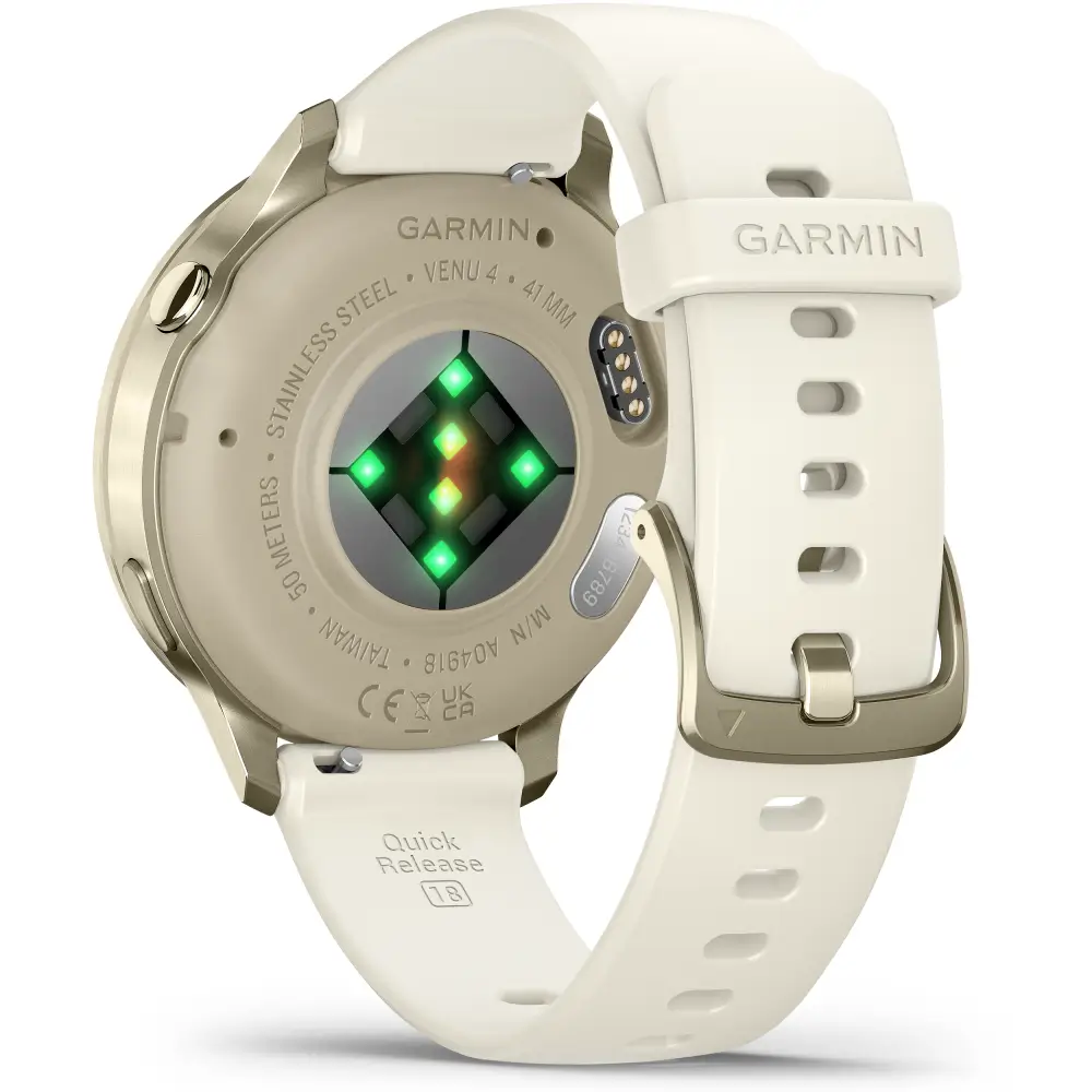 Garmin Venu 4 - 41mm Beige-Lunargold Schnellwechsel-Silikonarmband 18mm Bone