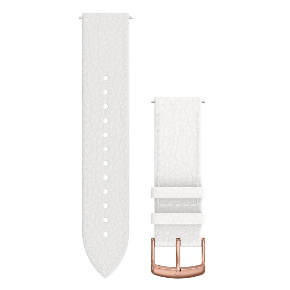 Garmin Schnell-Wechsel 20mm Leder-Armband Weiss / Schnalle Rosegold bei CardioZone günstig online kaufen