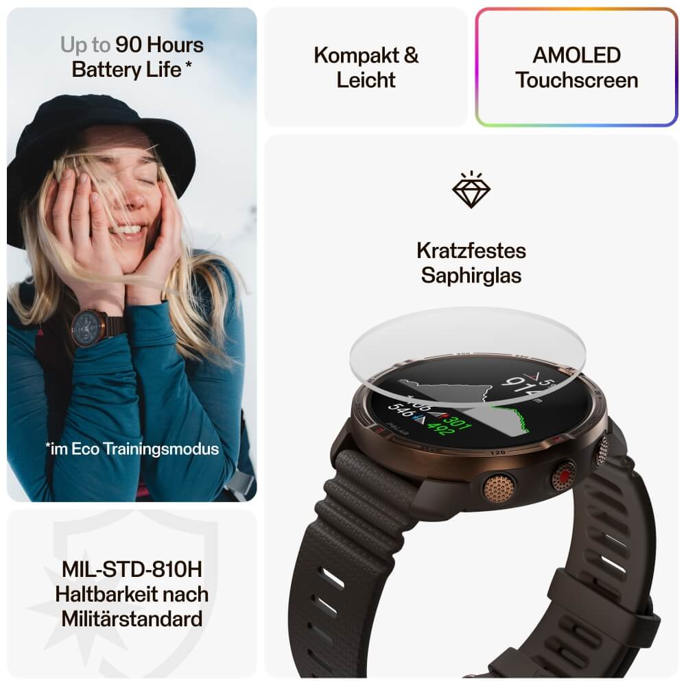POLAR Grit X2 Braun/Kupfer Advanced AMOLED Outdoor Multisportuhr S-L bei CardioZone online kaufen