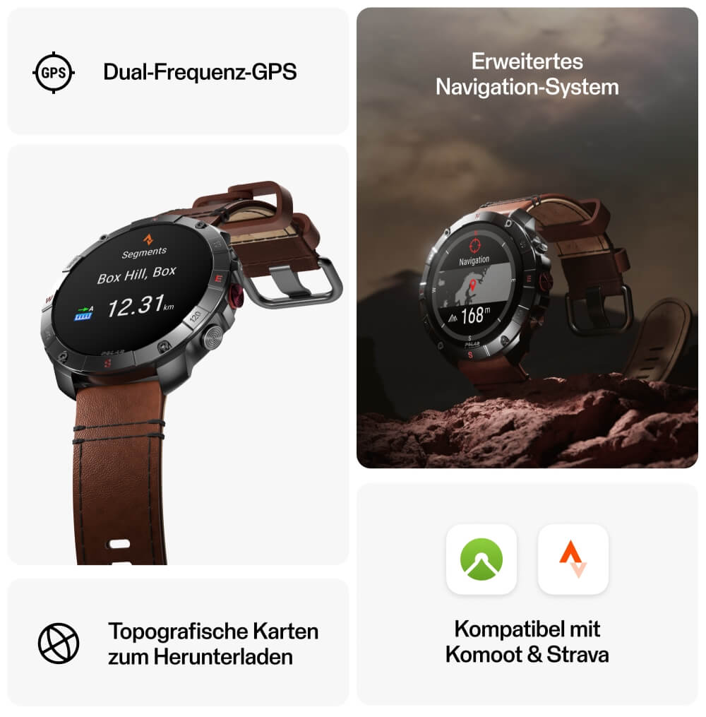 POLAR Grit X2 Pro Outdoor Multisportuhr Titan Leder M-L bei CardioZone günstig online kaufen