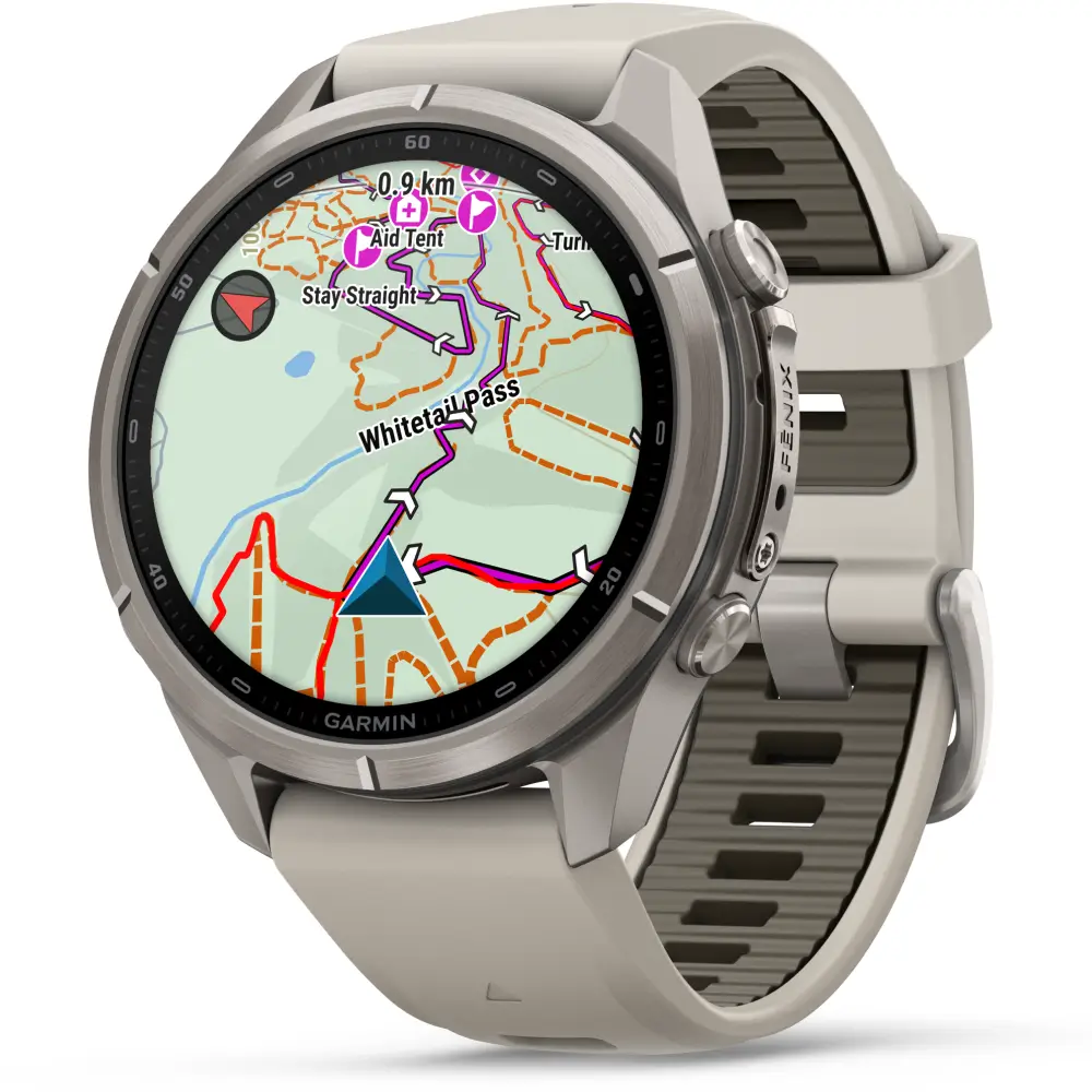 Garmin fenix 9 Pro inReach 43 mm Titan Nebelgrau/Dunkler Sandstein