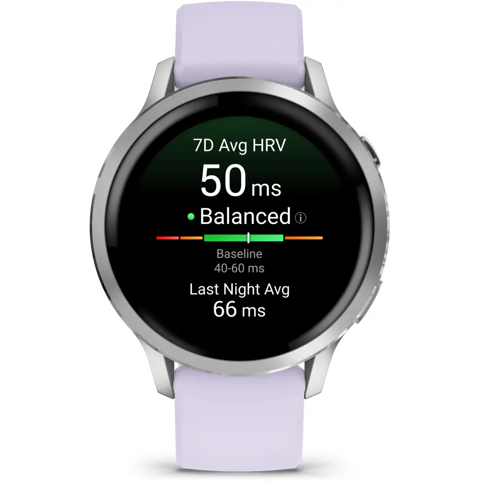 Garmin Venu 4 - 41mm Grau-Silber Schnellwechsel-Silikonarmband 18mm Lavendel