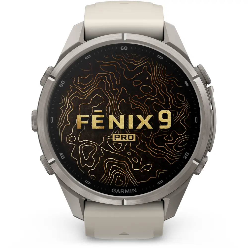 Garmin fenix 9 Pro inReach 43 mm Titan Nebelgrau/Dunkler Sandstein