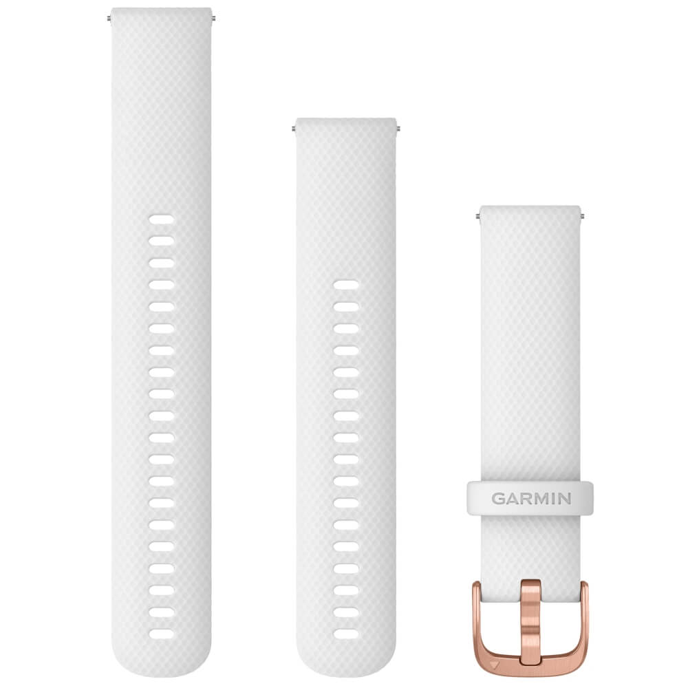 Garmin Schnell-Wechsel Silikon Armband 20mm Weiss / Schnalle Rosegold + Einstellband L bei CardioZone online kaufen