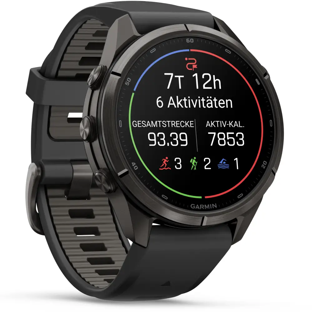 Garmin fenix 9 Pro inReach 43 mm Carbongrau DLC Titan Schwarz/Kieselgrau