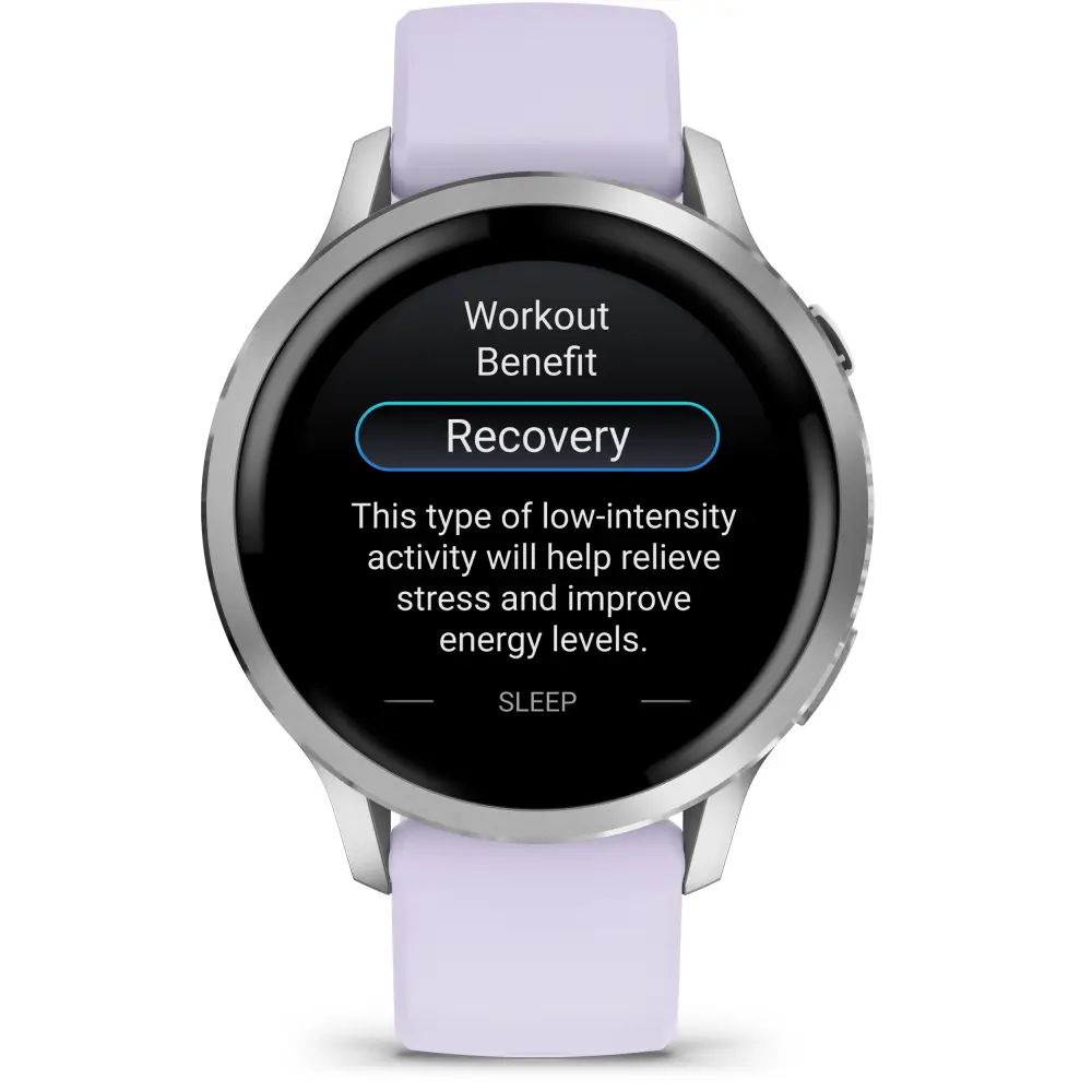 Garmin Venu 4 - 41mm Grau-Silber Schnellwechsel-Silikonarmband 18mm Lavendel
