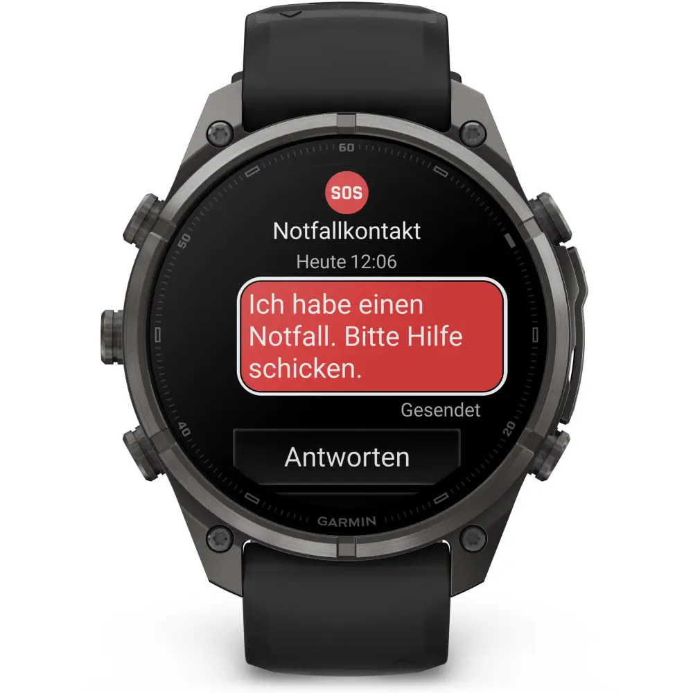 Garmin fenix 9 Pro inReach 47 mm Carbongrau DLC Titan Schwarz/Kieselgrau