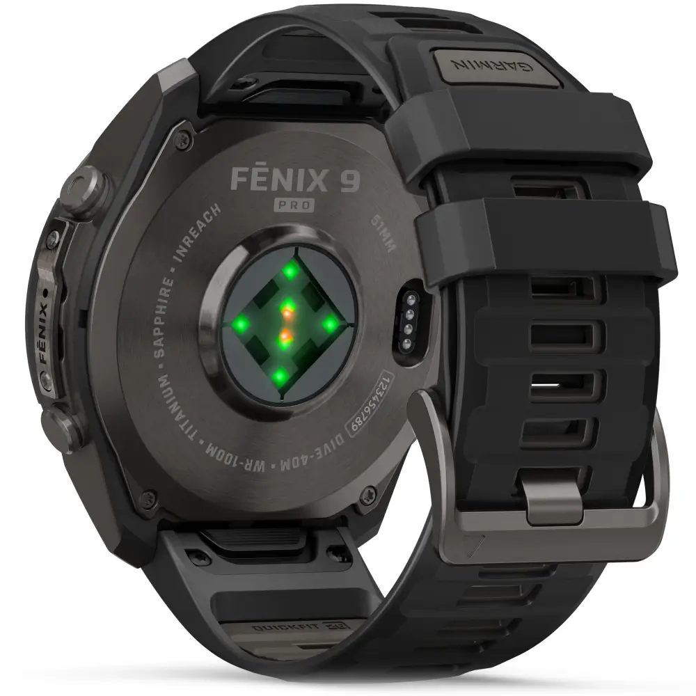 Garmin fenix 9 Pro inReach 51 mm Carbongrau DLC Titan Schwarz/Kieselgrau