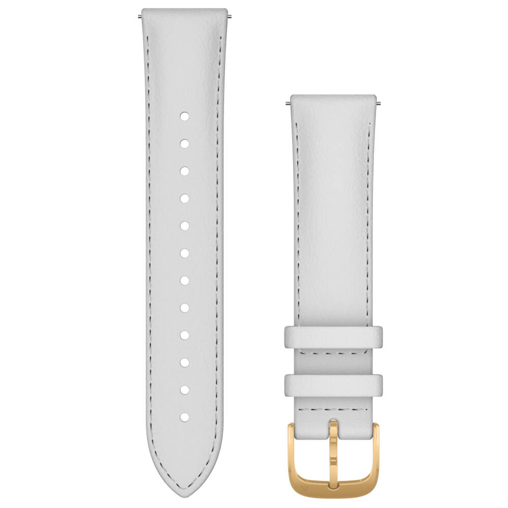 Garmin Schnell-Wechsel Leder Armband 20mm Weiss / 24K-Gold-PVD-Teile