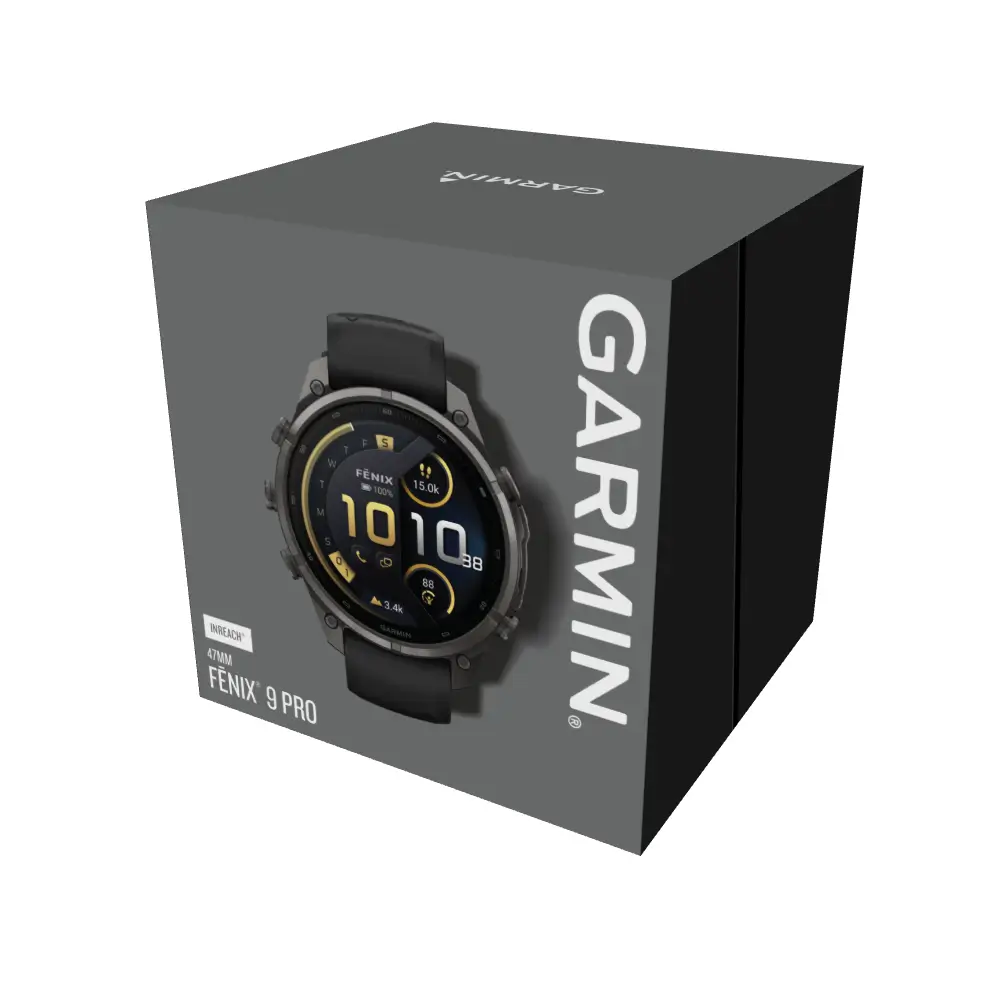 Garmin fenix 9 Pro inReach 47 mm Carbongrau DLC Titan Schwarz/Kieselgrau