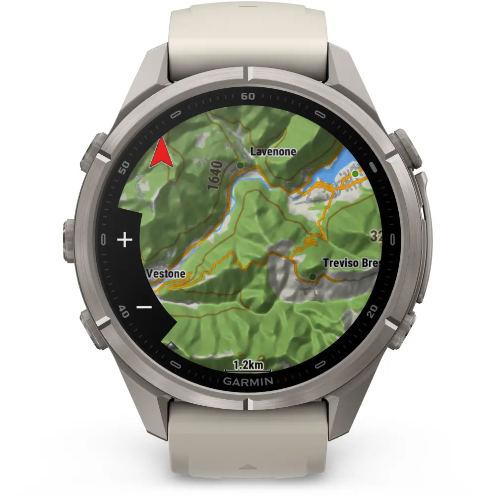 Garmin fenix 9 Pro inReach 43 mm Titan Nebelgrau/Dunkler Sandstein