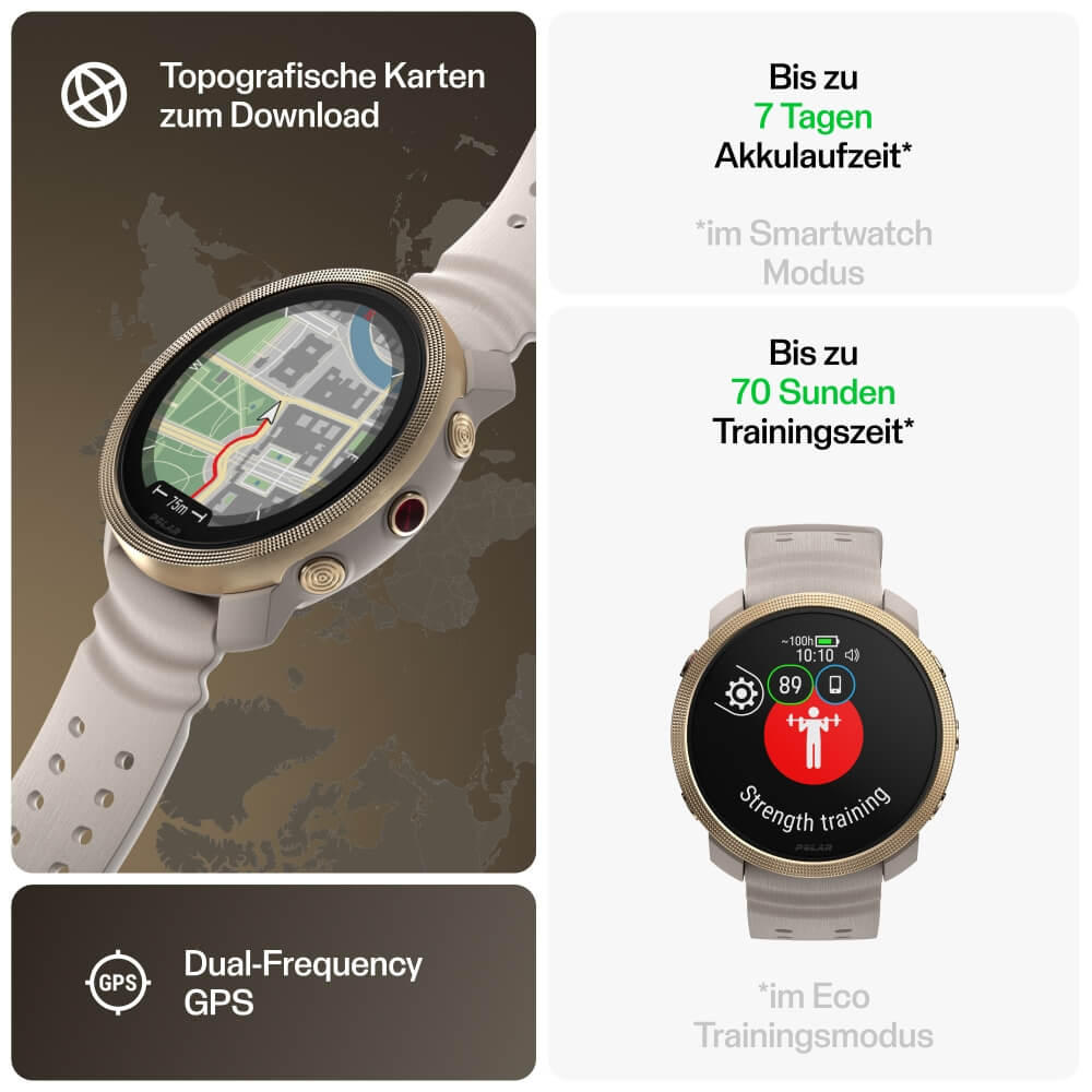 POLAR Vantage M3 Greige Gold Multisport Uhr Gr. S-L bei CardioZone günstig online kaufen