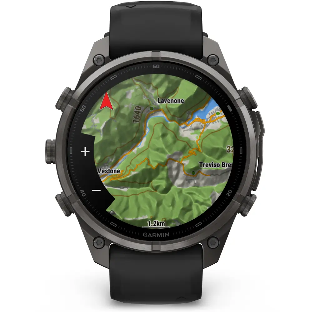 Garmin fenix 9 Pro inReach 47 mm Carbongrau DLC Titan Schwarz/Kieselgrau