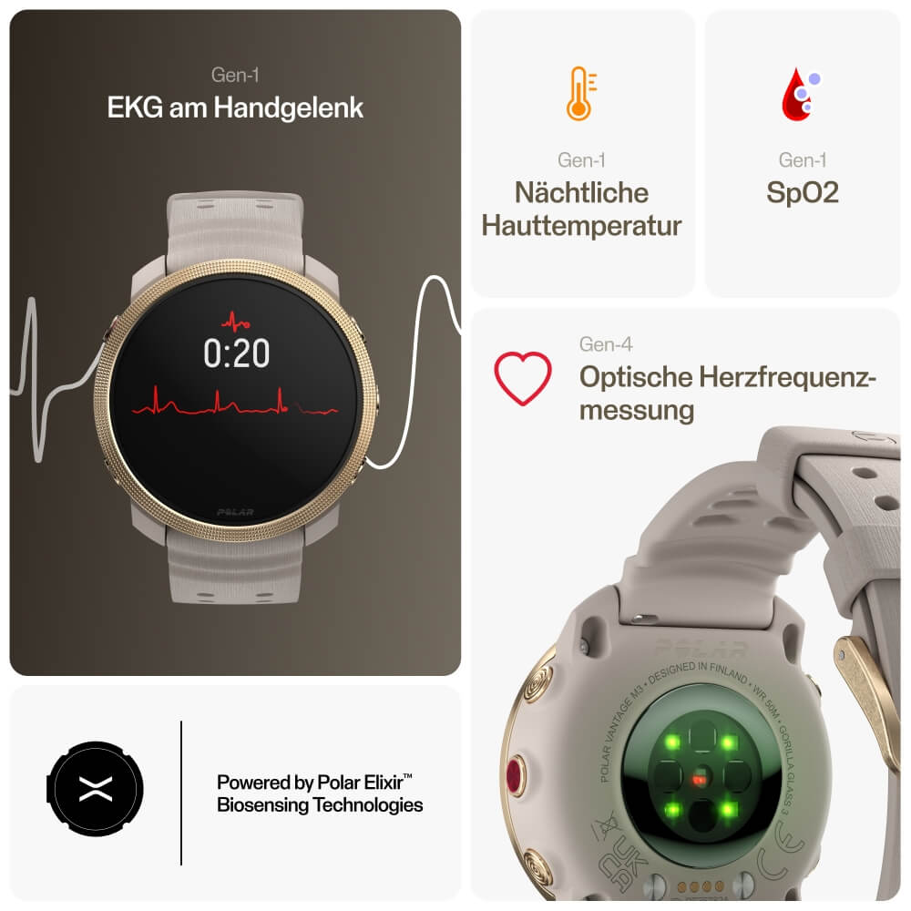 POLAR Vantage M3 Greige Gold Multisport Uhr Gr. S-L bei CardioZone günstig online kaufen