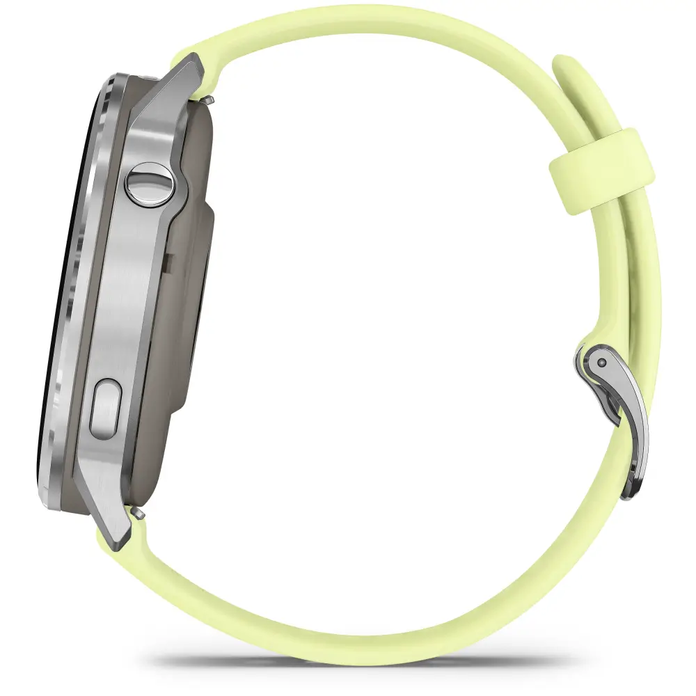 Garmin Venu 4 - 45mm Grau-Silber Schnellwechsel-Silikonarmband 22mm Zitrone