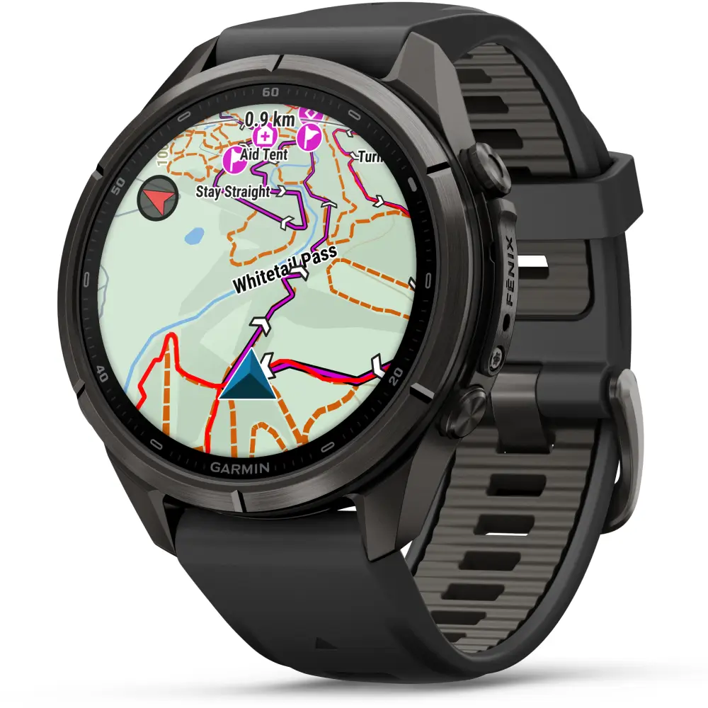 Garmin fenix 9 Pro inReach 43 mm Carbongrau DLC Titan Schwarz/Kieselgrau